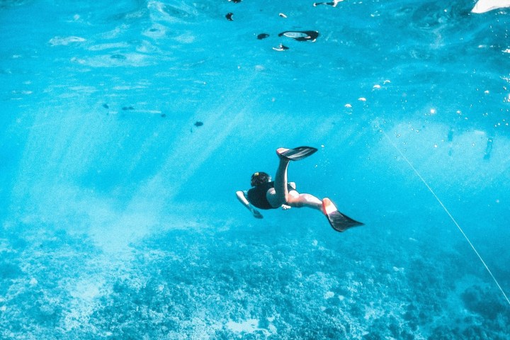 a man in a pool of water