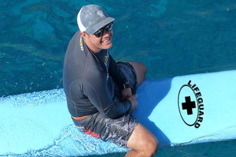 a man in a pool of water